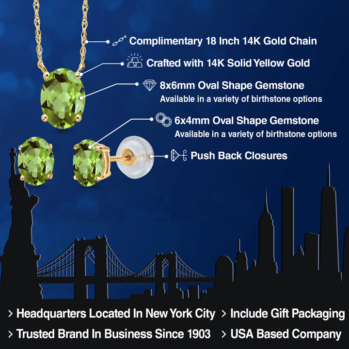 Pendant Earrings Set in 14K Yellow Gold