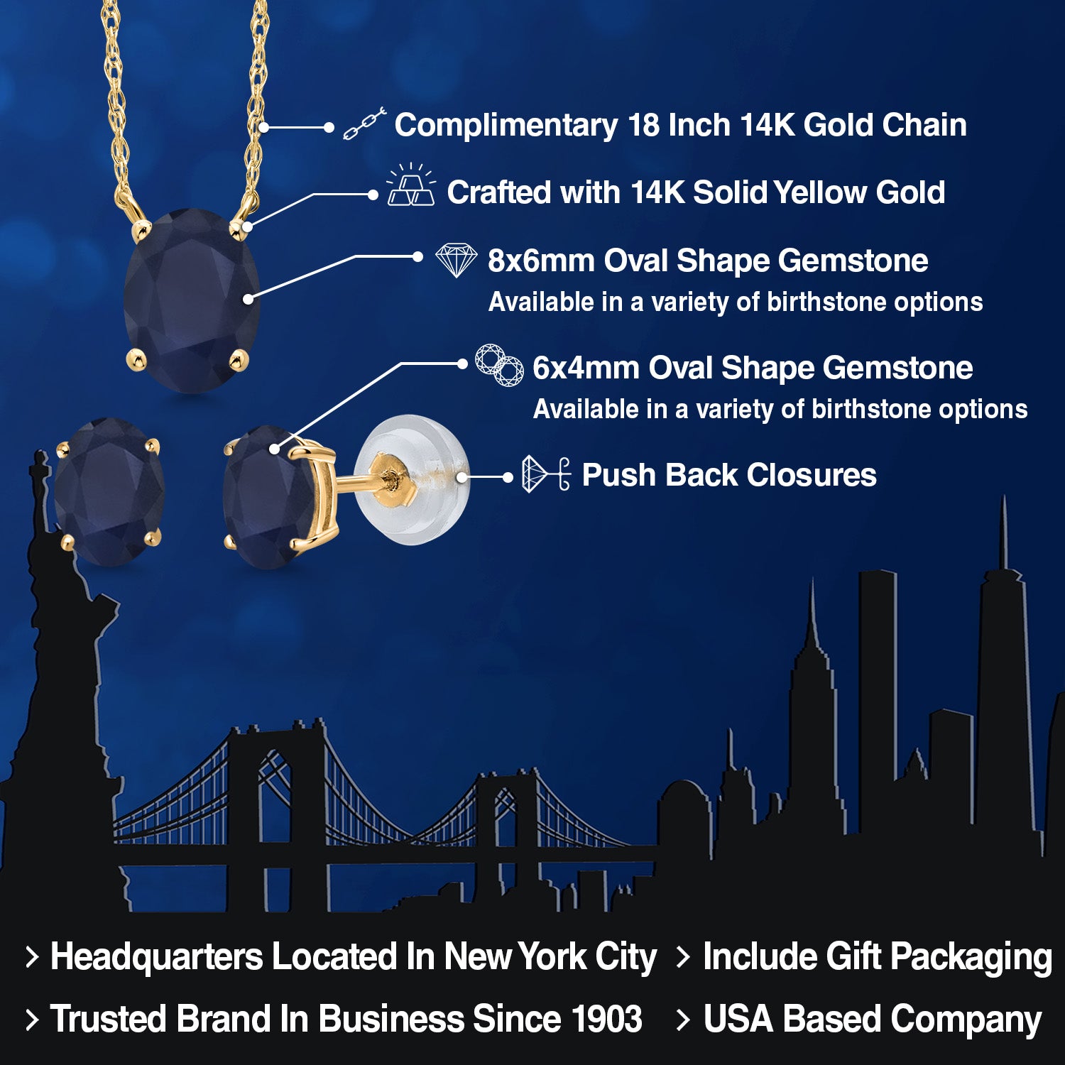 Pendant Earrings Set in 14K Yellow Gold