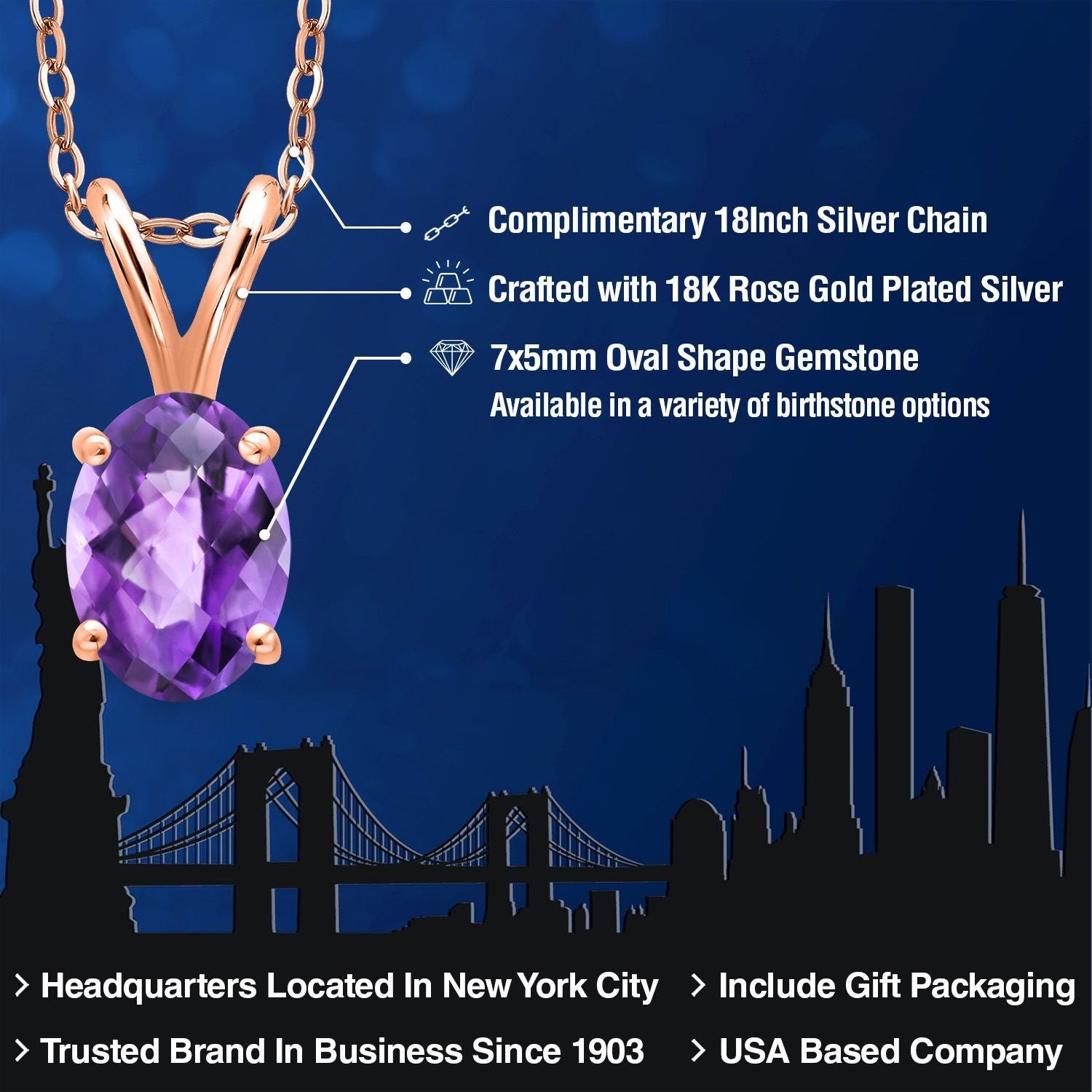 Pendant in 925 Rose Gold Plated Silver