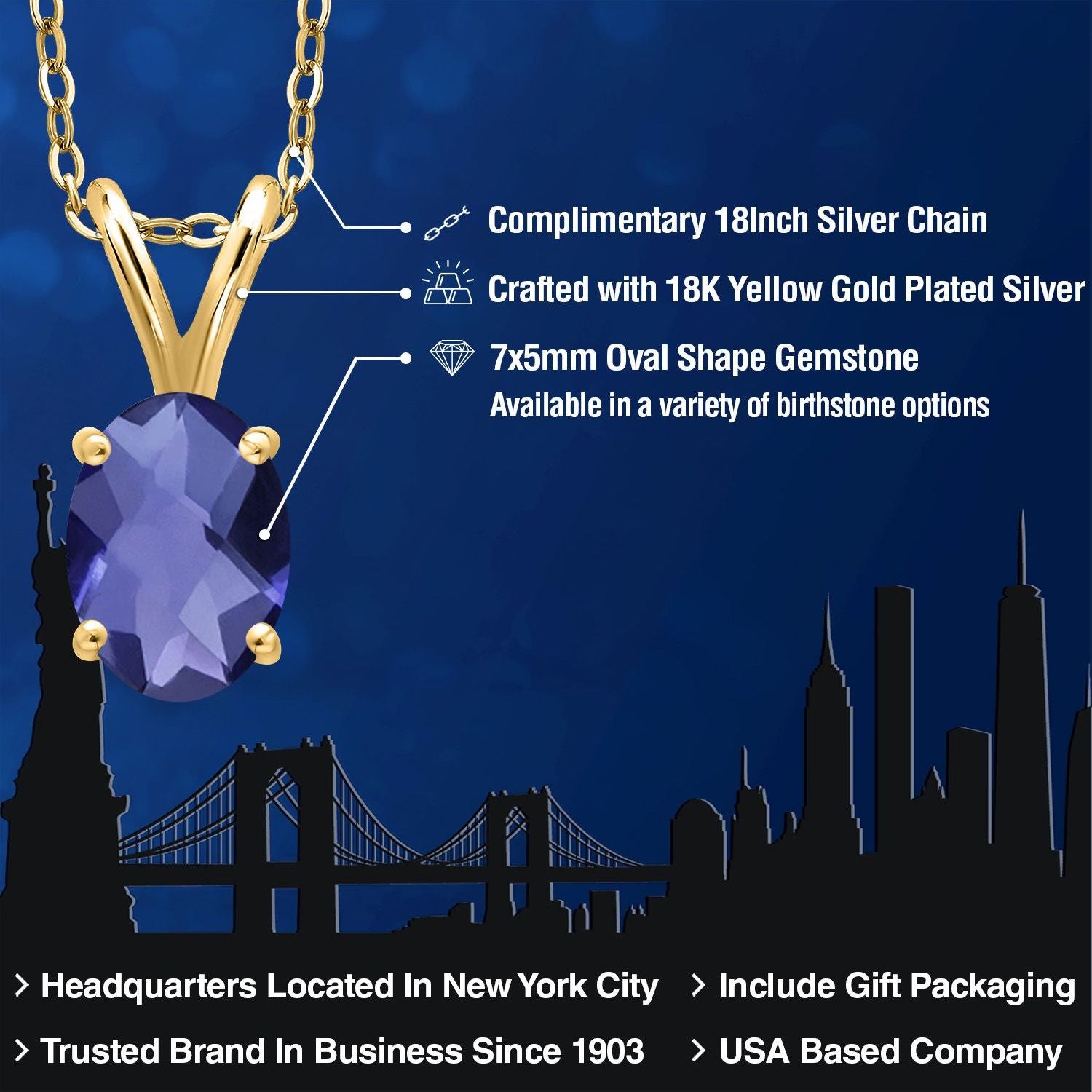 Pendant in 925 Yellow Gold Plated Silver