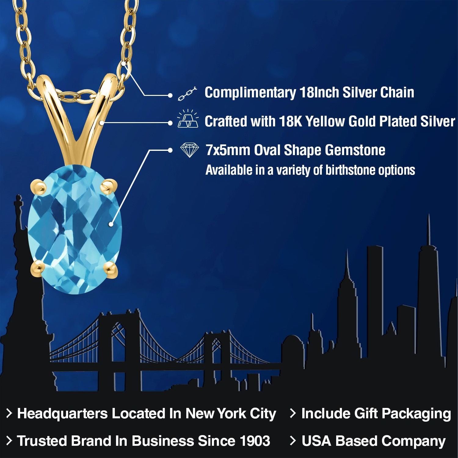 Pendant in 925 Yellow Gold Plated Silver