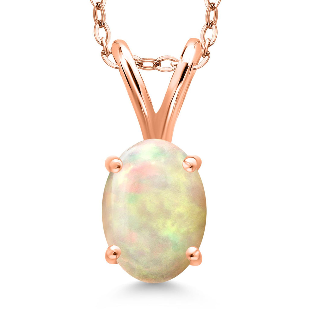 Ethiopian Opal-Cabochon - October_Pendant in 925 Rose Gold Plated Silver
