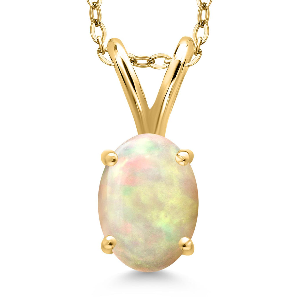 Ethiopian Opal-Cabochon - October_Pendant in 925 Yellow Gold Plated Silver
