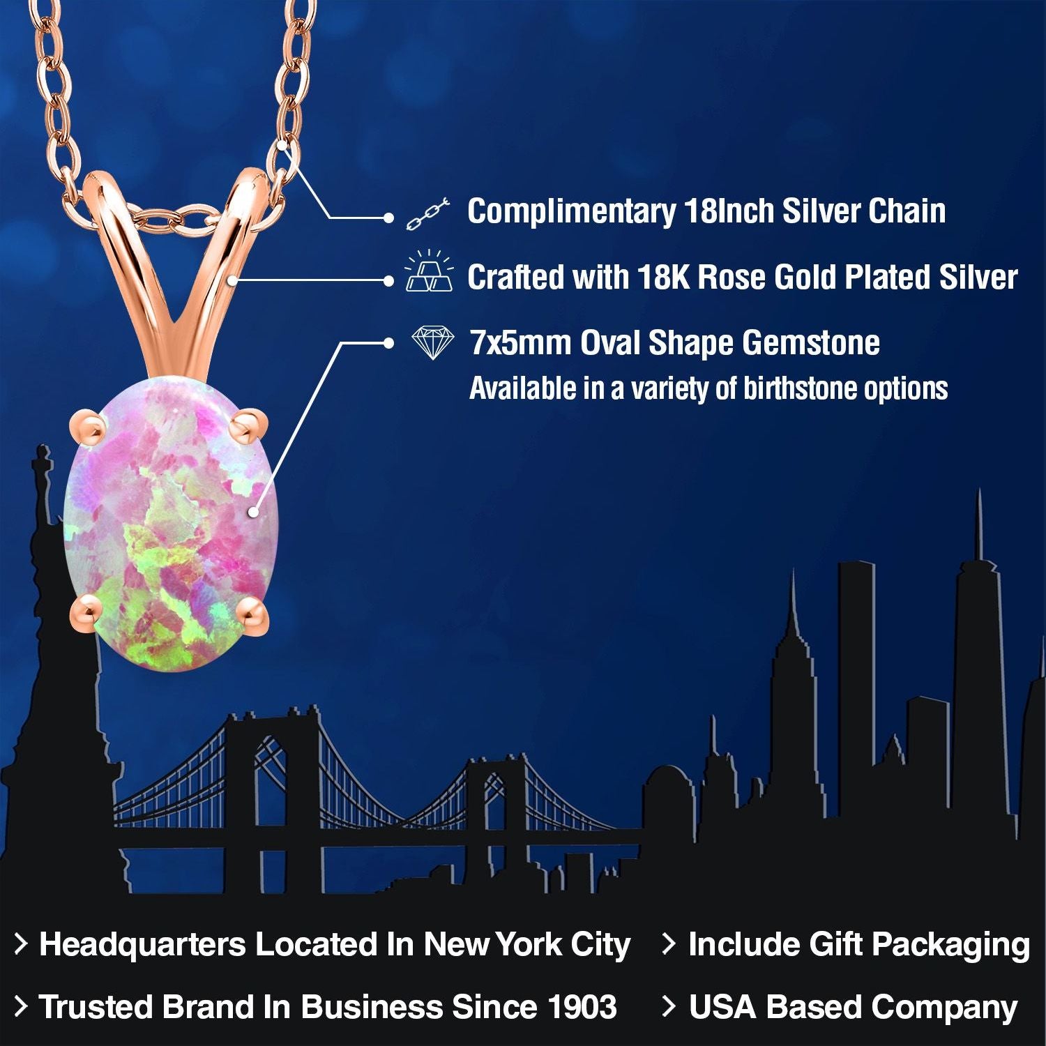 Pendant in 925 Rose Gold Plated Silver