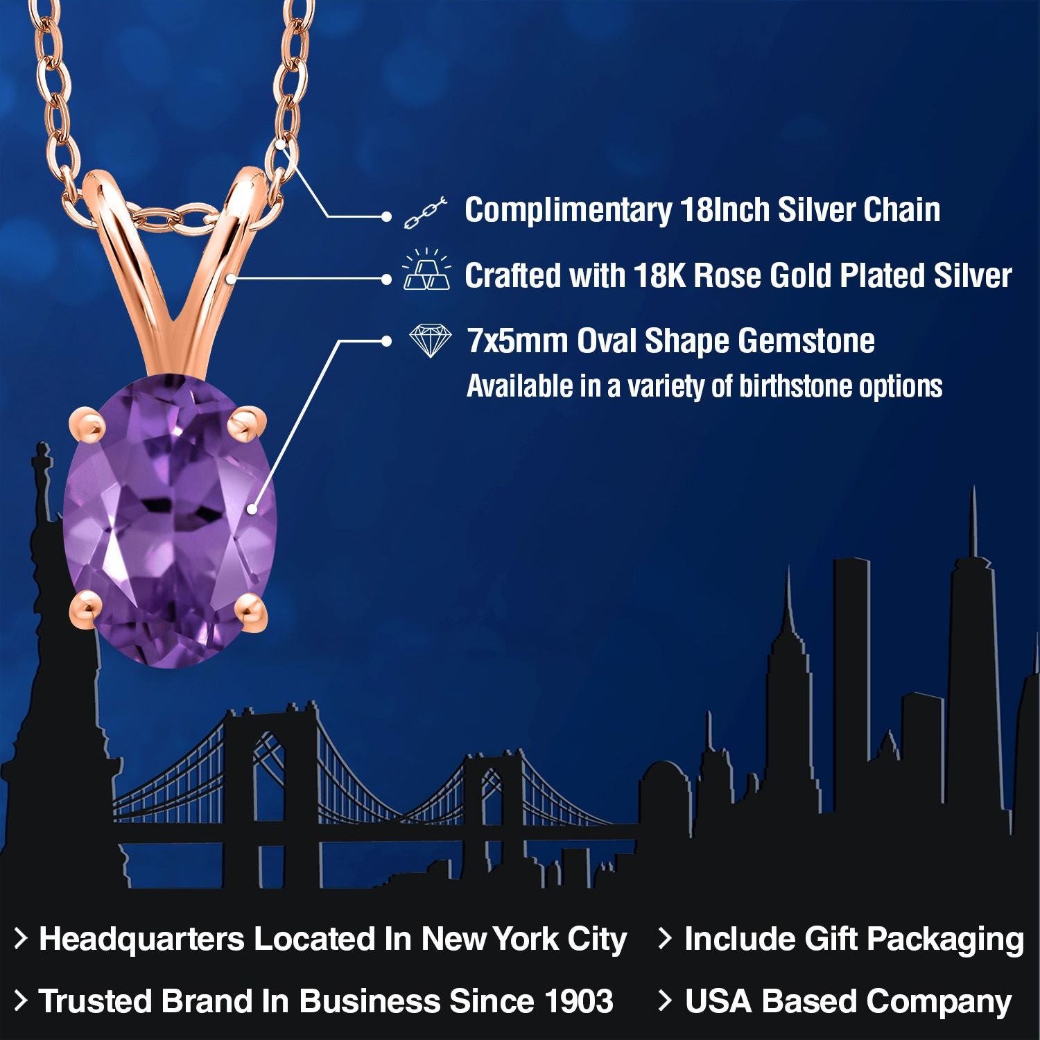 Pendant in 925 Rose Gold Plated Silver