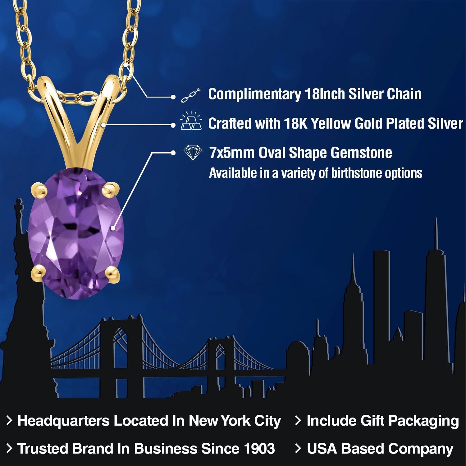 Pendant in 925 Yellow Gold Plated Silver