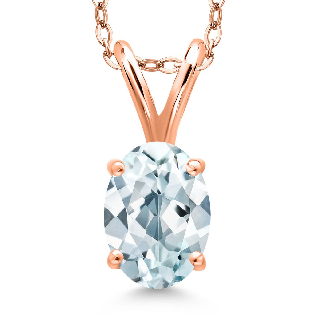 Aquamarine - March_Pendant in 925 Rose Gold Plated Silver