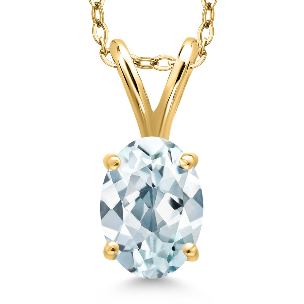Aquamarine - March_Pendant in 925 Yellow Gold Plated Silver