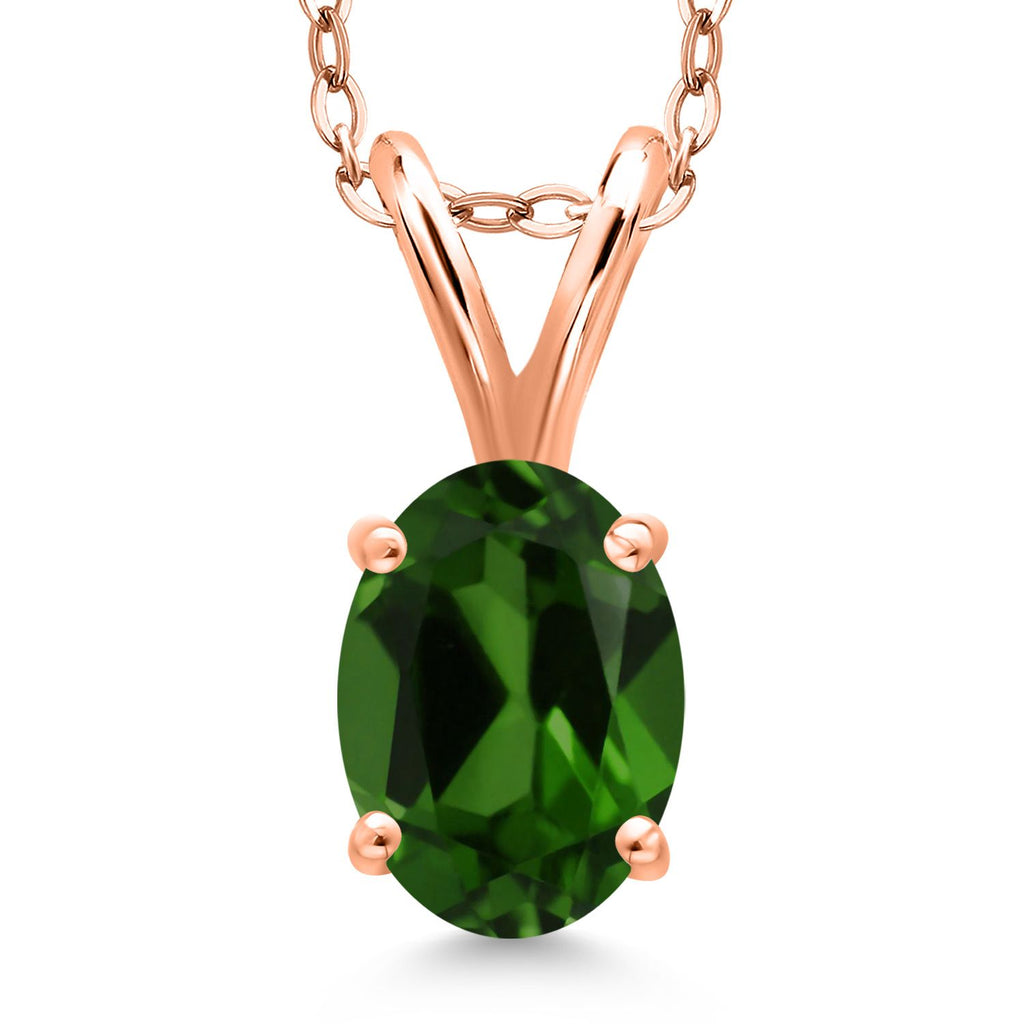 Chrome Diopside_Pendant in 925 Rose Gold Plated Silver