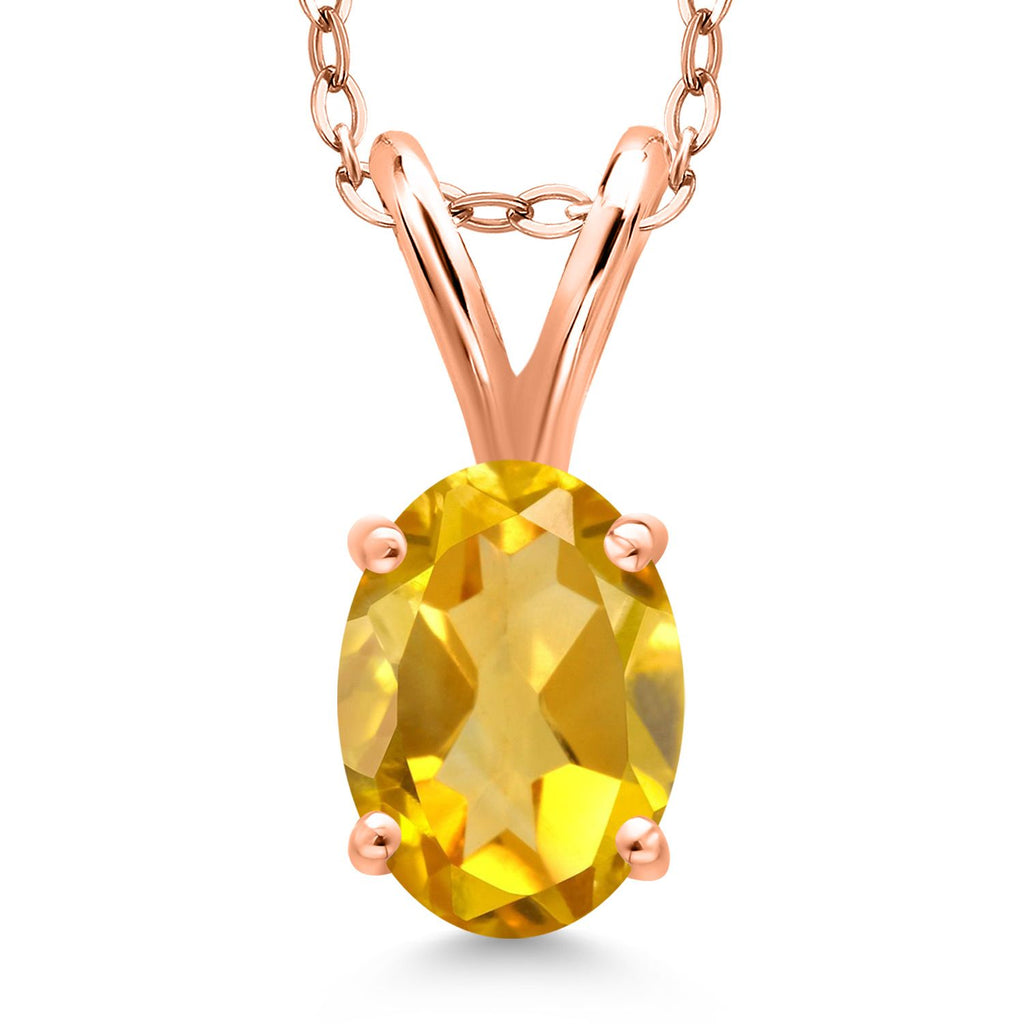 Citrine - November_Pendant in 925 Rose Gold Plated Silver