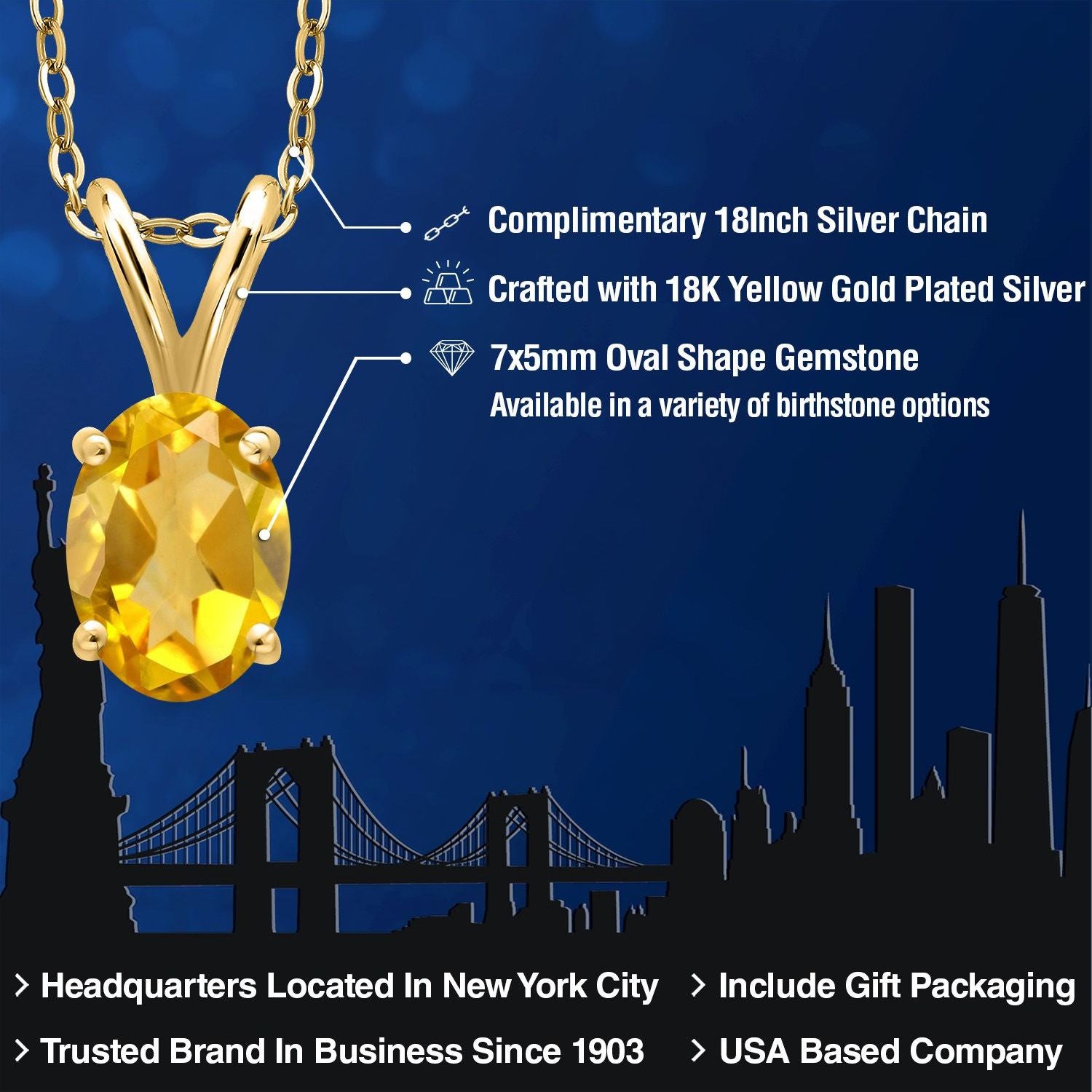 Pendant in 925 Yellow Gold Plated Silver