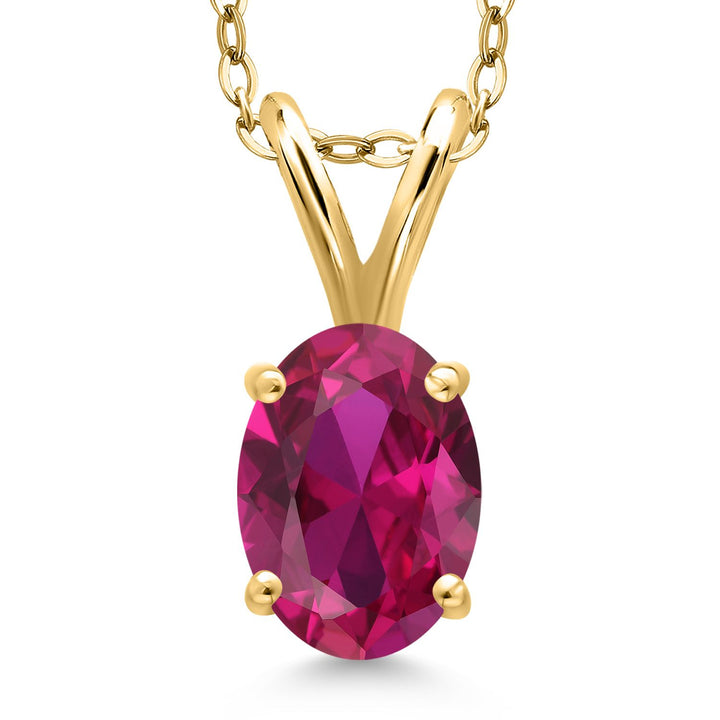 Created Ruby - July_Pendant in 925 Yellow Gold Plated Silver