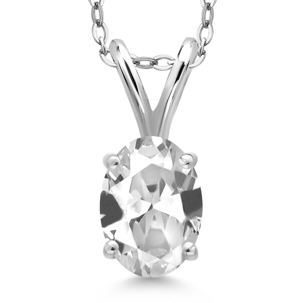 White Created Sapphire - September_Pendant in 925 Sterling Silver