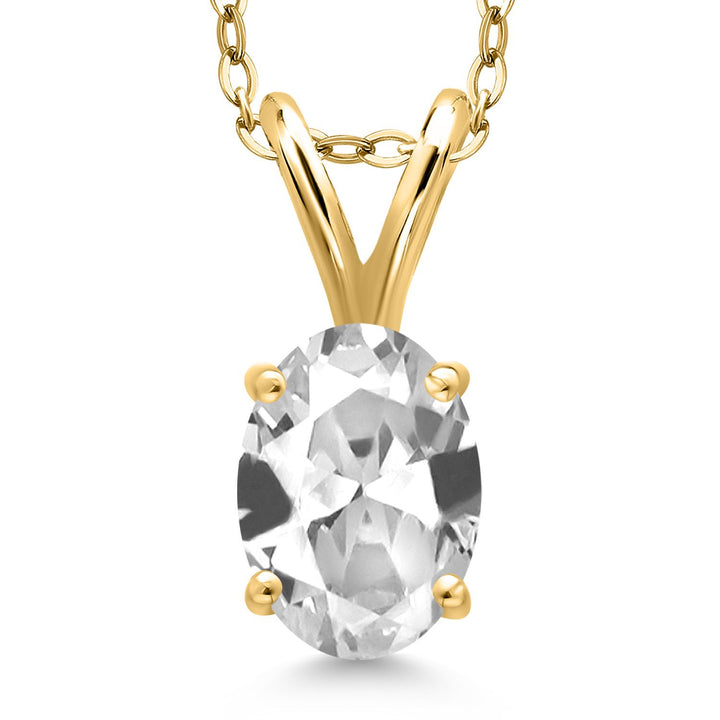 White Created Sapphire - September_Pendant in 925 Yellow Gold Plated Silver