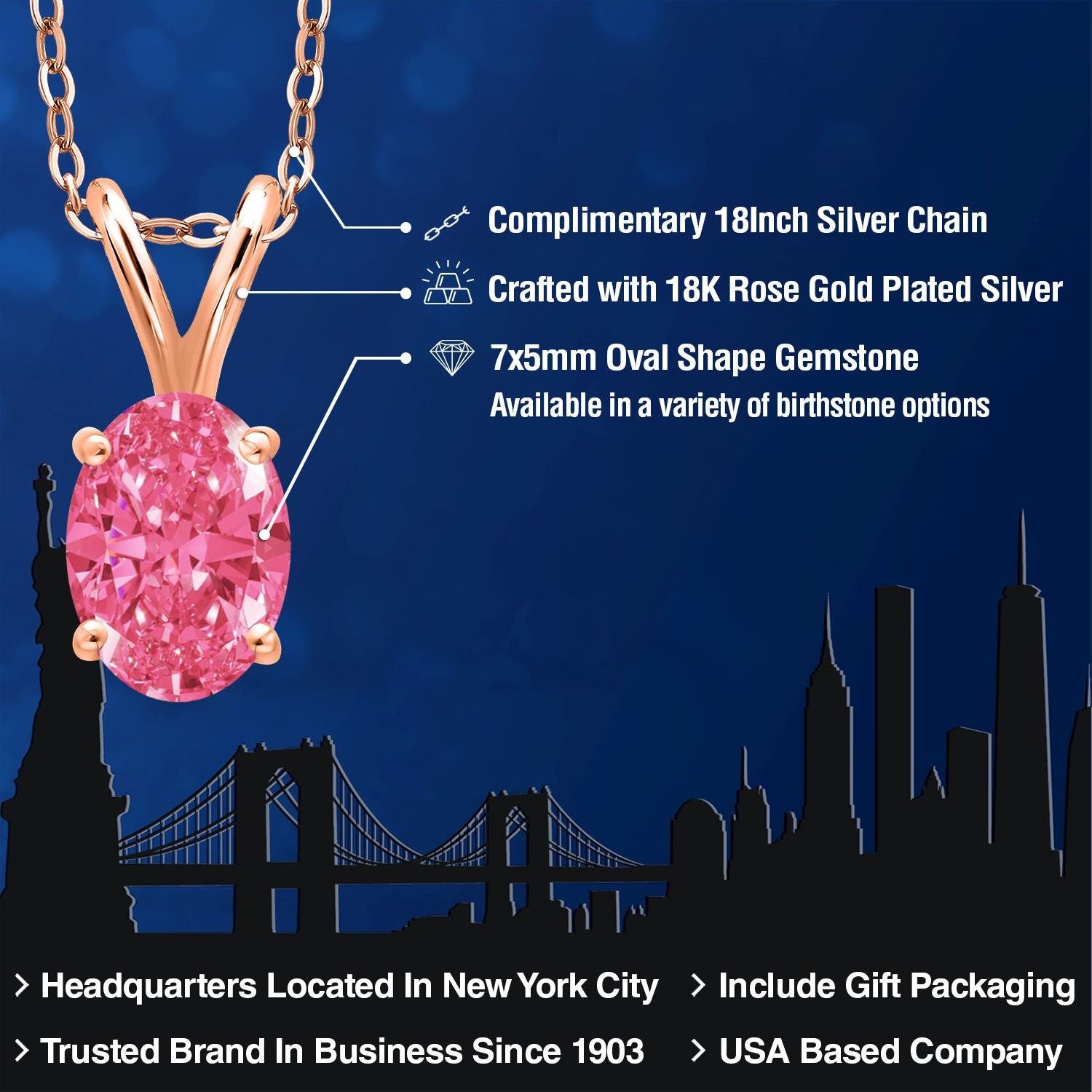 Pendant in 925 Rose Gold Plated Silver