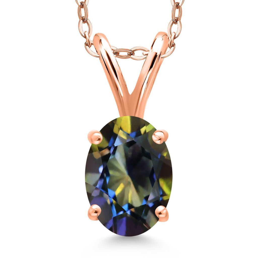 Blue Mystic Topaz_Pendant in 925 Rose Gold Plated Silver