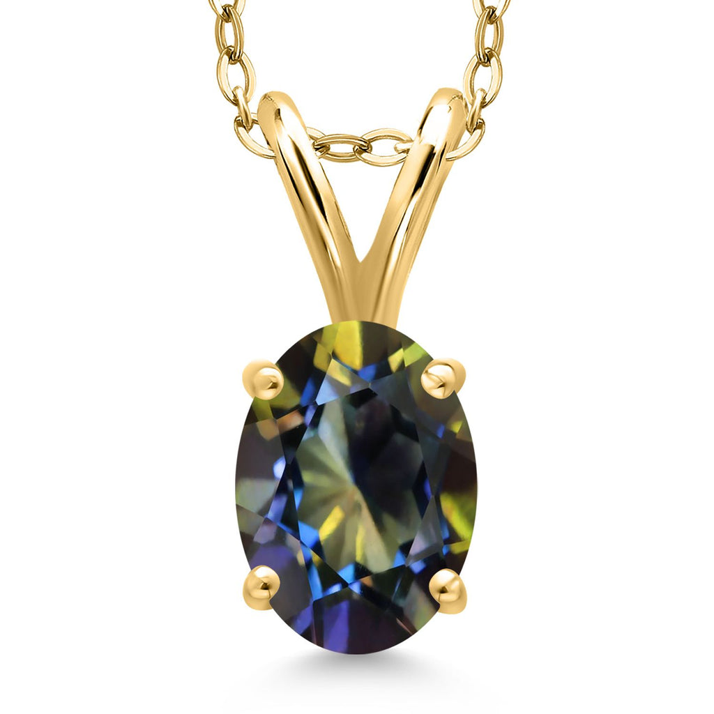 Blue Mystic Topaz_Pendant in 925 Yellow Gold Plated Silver