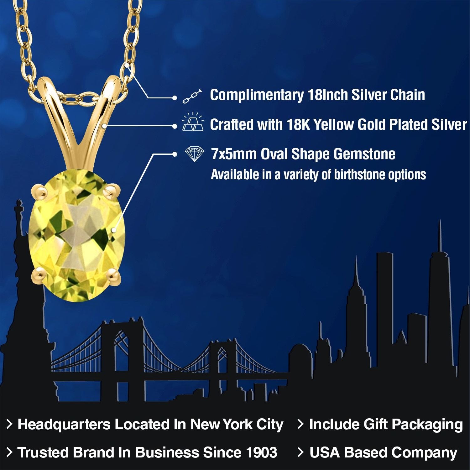 Pendant in 925 Yellow Gold Plated Silver