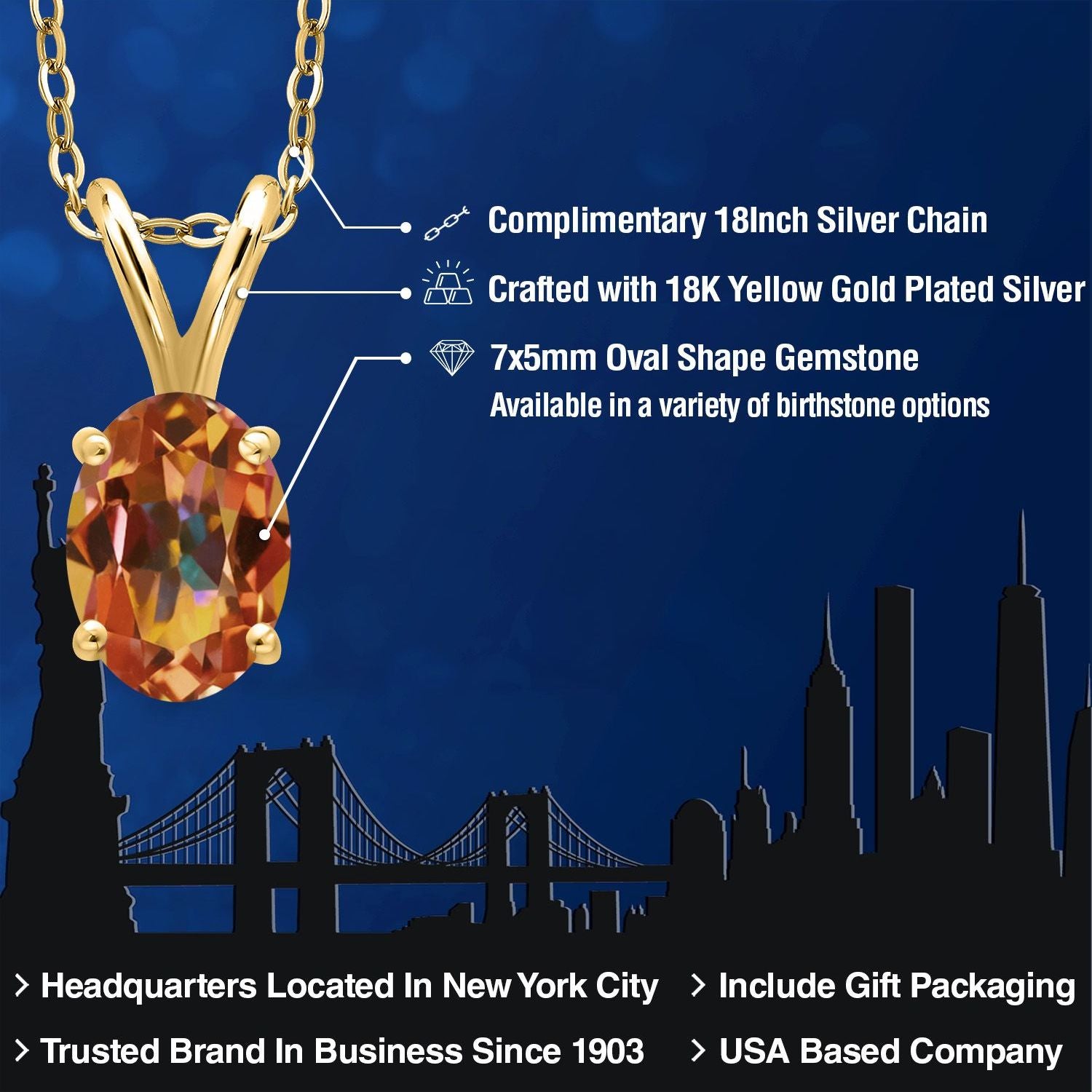 Pendant in 925 Yellow Gold Plated Silver