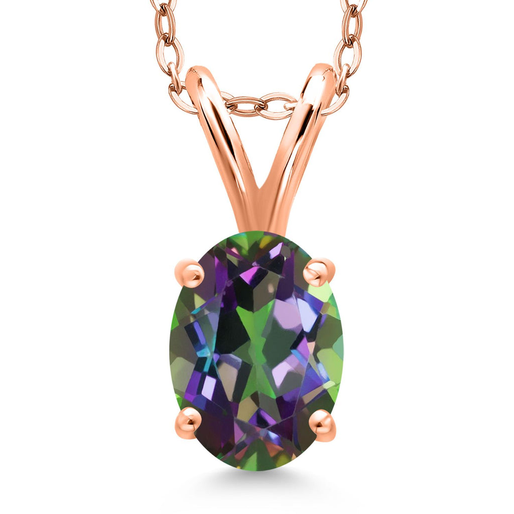 Green Mystic Topaz_Pendant in 925 Rose Gold Plated Silver