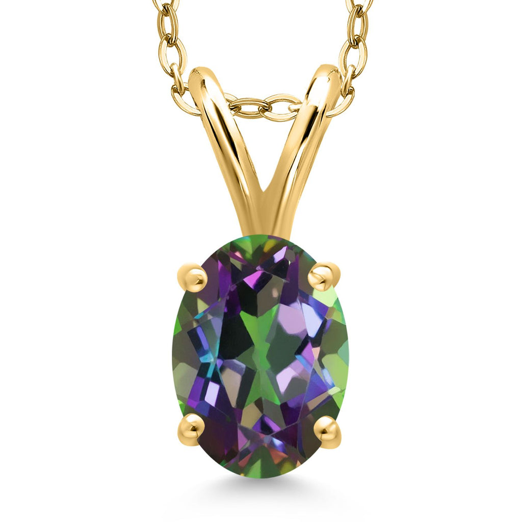 Green Mystic Topaz_Pendant in 925 Yellow Gold Plated Silver