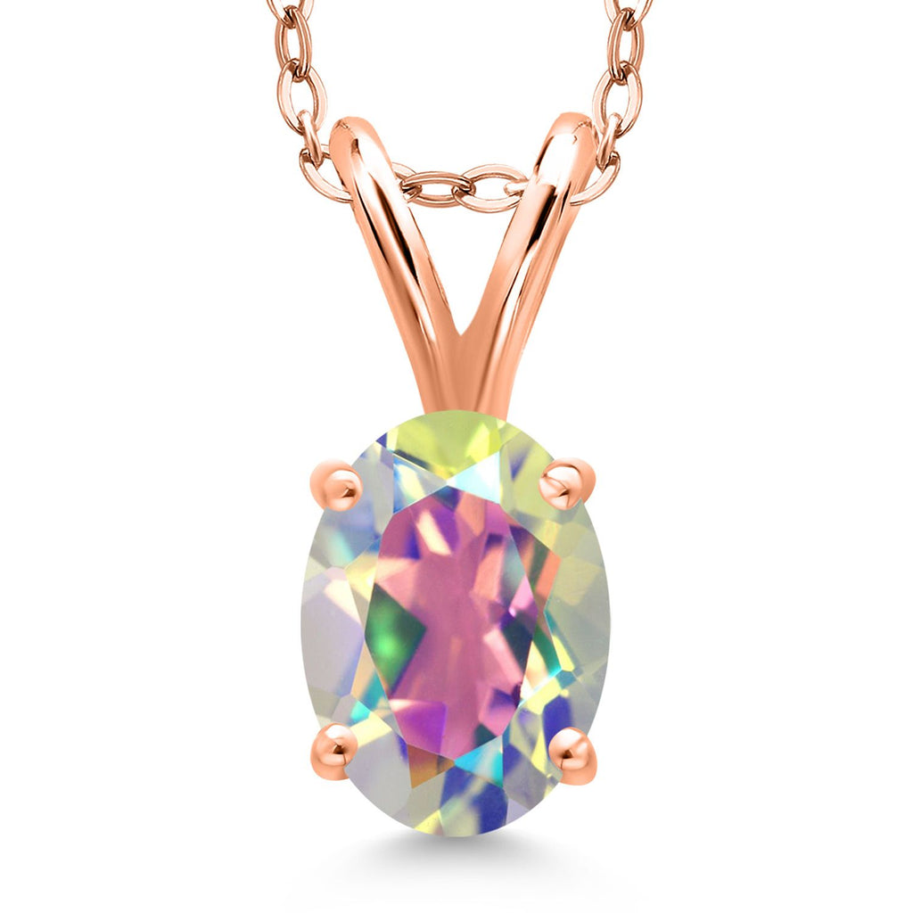 Mercury Mist Mystic Topaz_Pendant in 925 Rose Gold Plated Silver