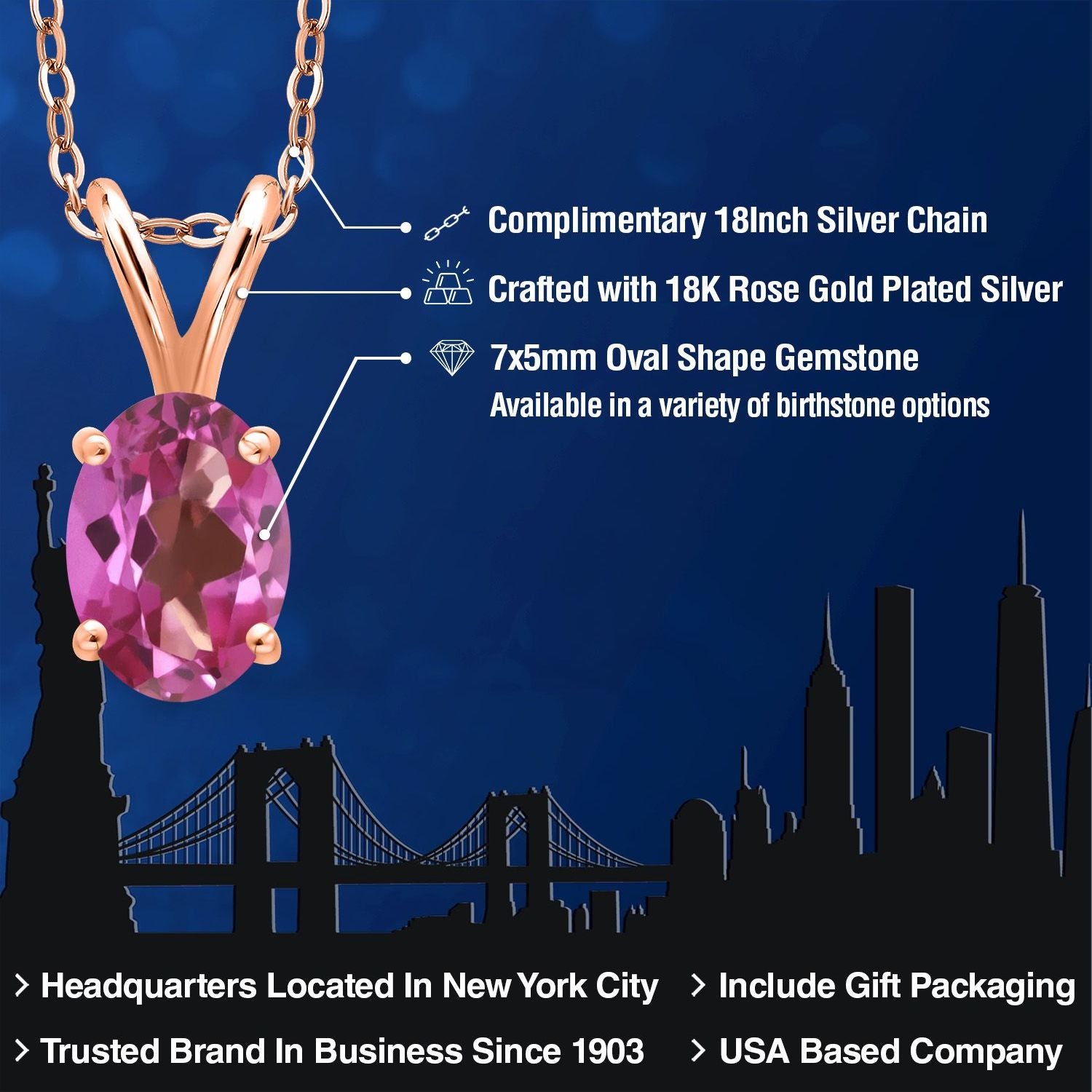 Pendant in 925 Rose Gold Plated Silver