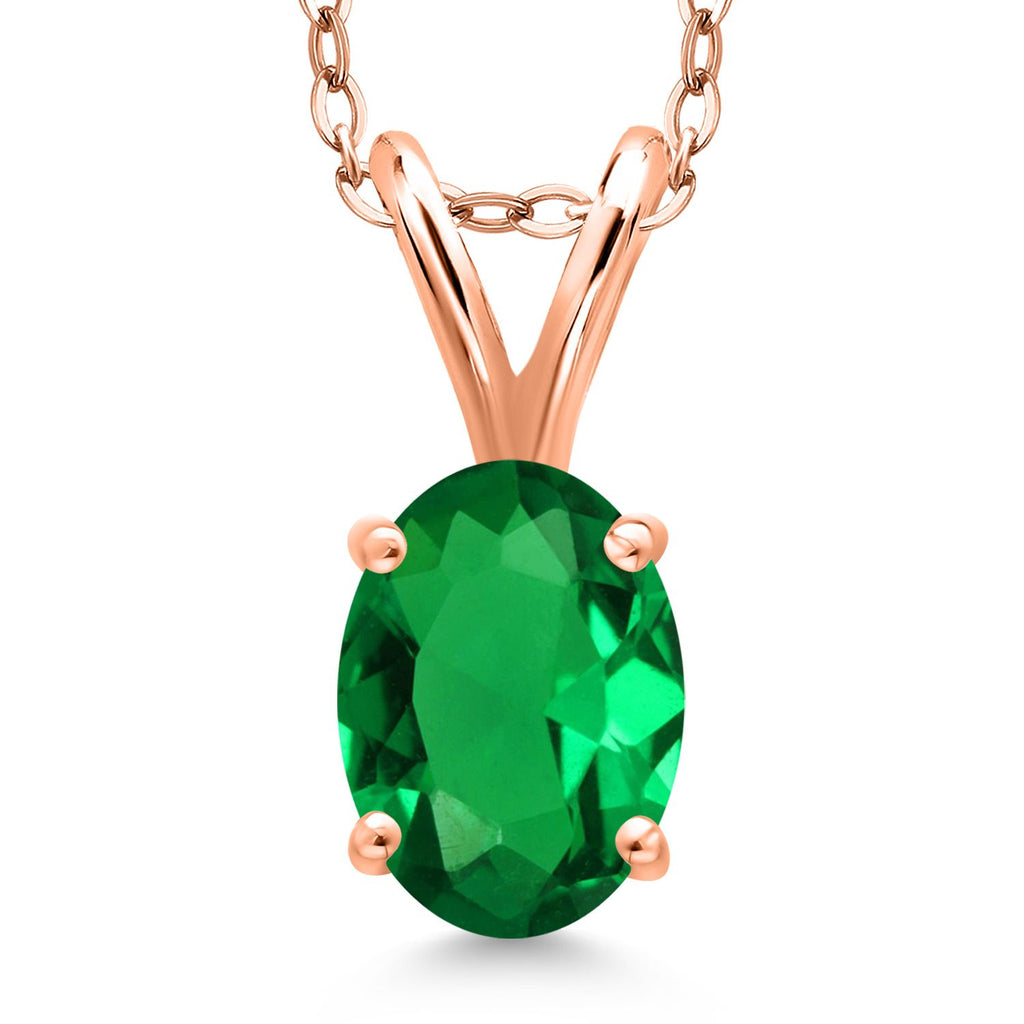 Nano Emerald - May_Pendant in 925 Rose Gold Plated Silver