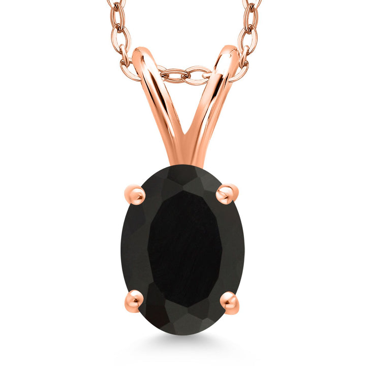 Onyx - December_Pendant in 925 Rose Gold Plated Silver