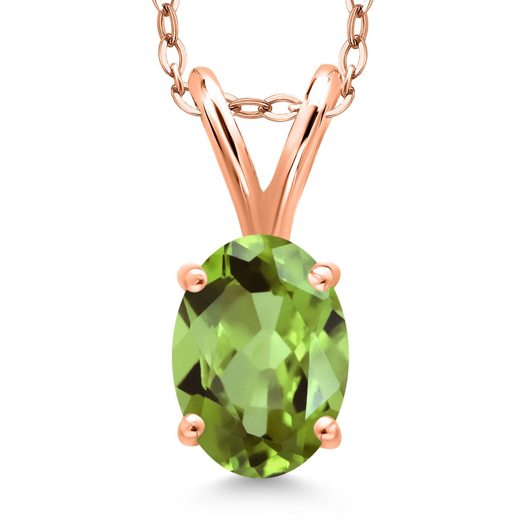Peridot - August_Pendant in 925 Rose Gold Plated Silver