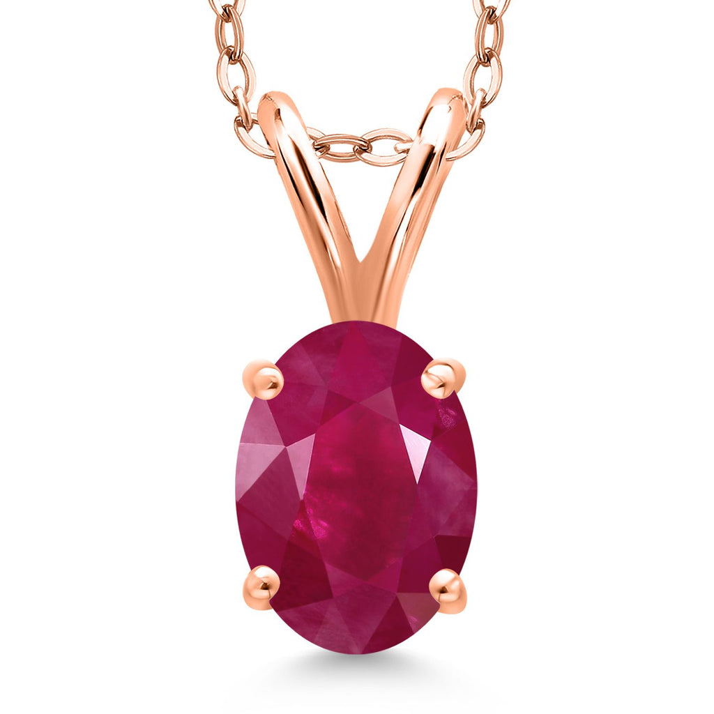 Ruby - July_Pendant in 925 Rose Gold Plated Silver