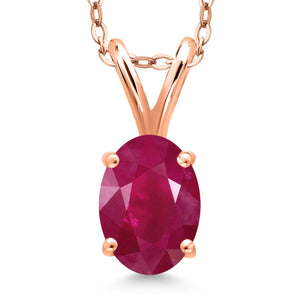 Ruby - July_Pendant in 925 Rose Gold Plated Silver