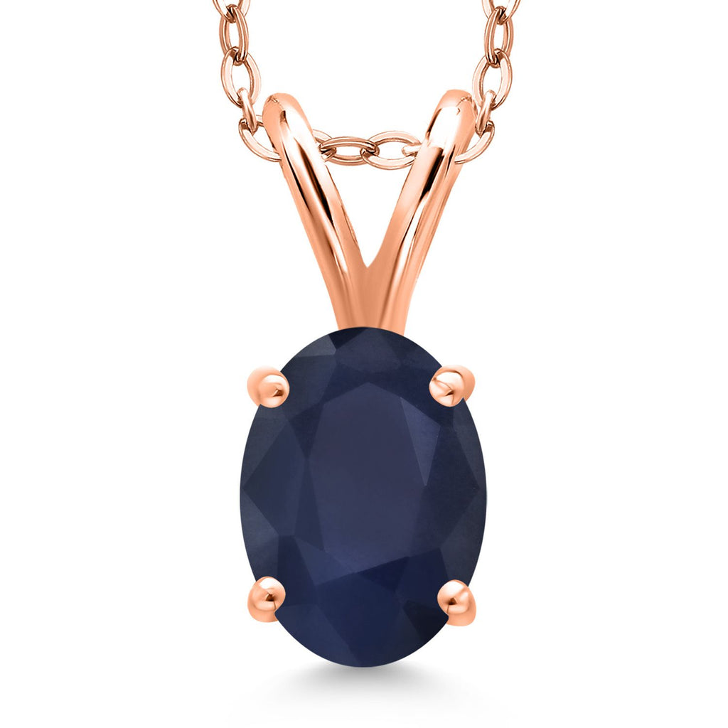 Blue Sapphire - September_Pendant in 925 Rose Gold Plated Silver