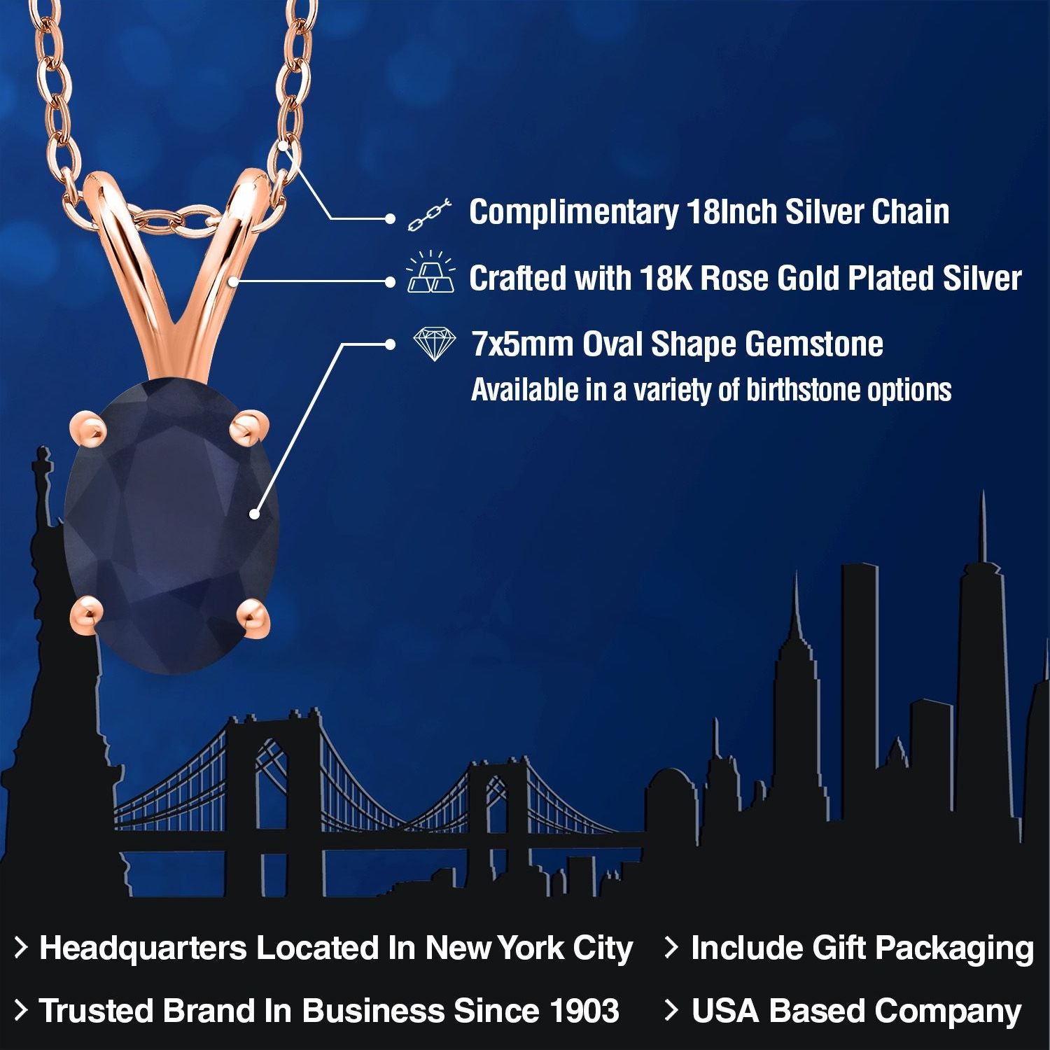 Pendant in 925 Rose Gold Plated Silver