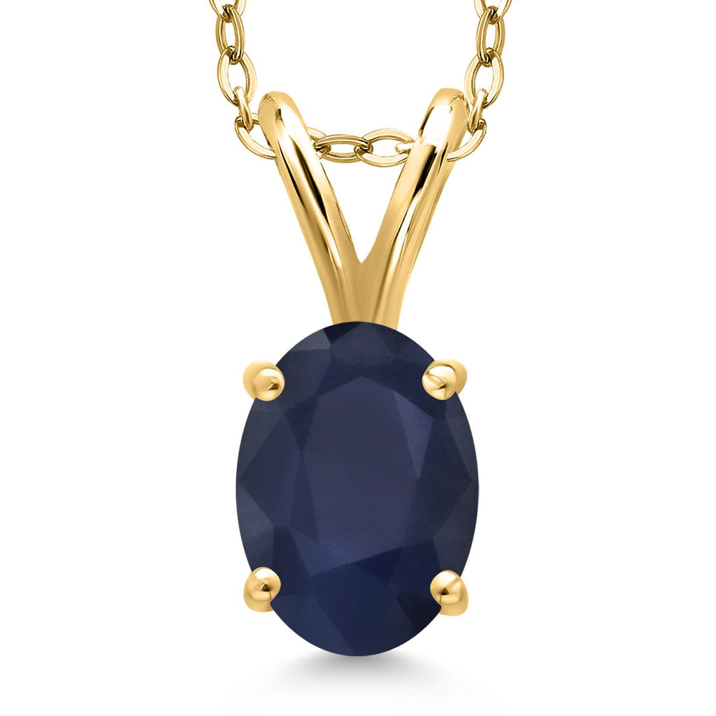 Blue Sapphire - September_Pendant in 925 Yellow Gold Plated Silver