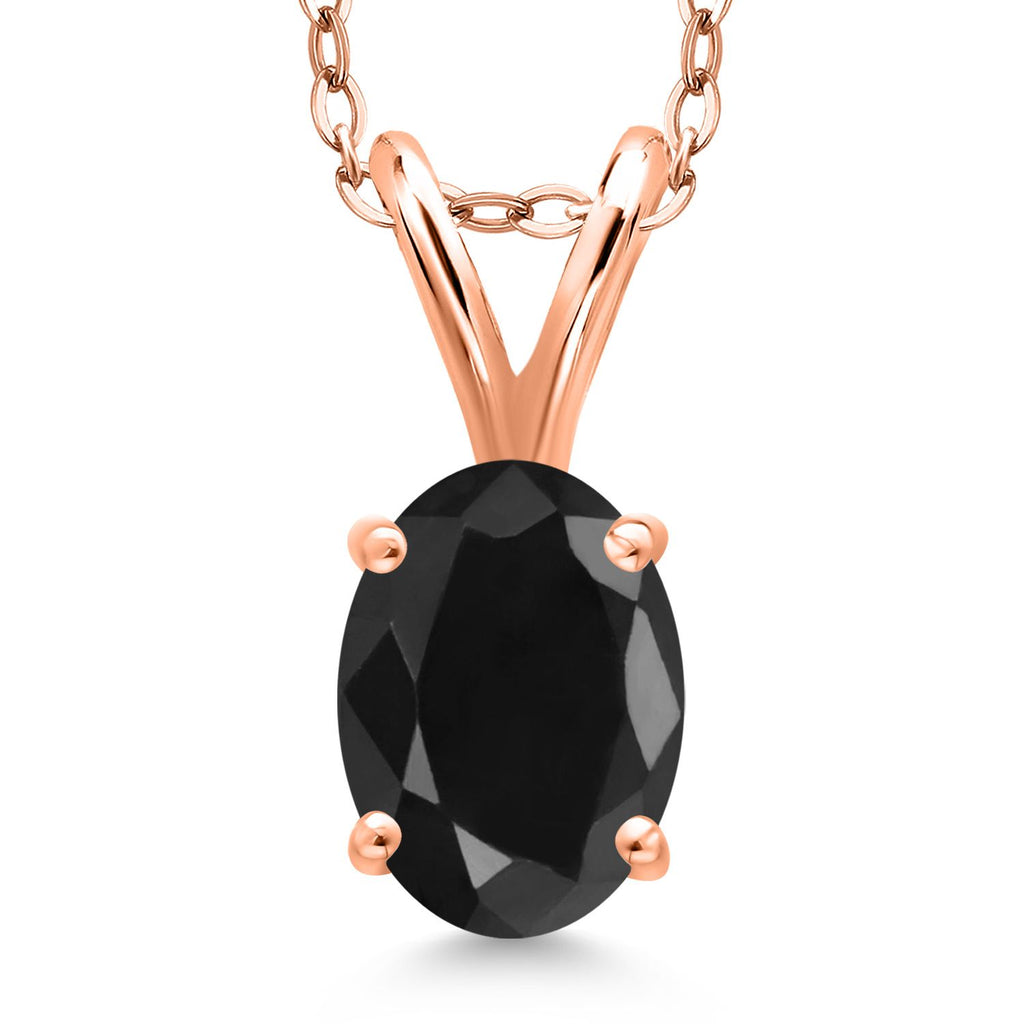 Black Sapphire - September_Pendant in 925 Rose Gold Plated Silver