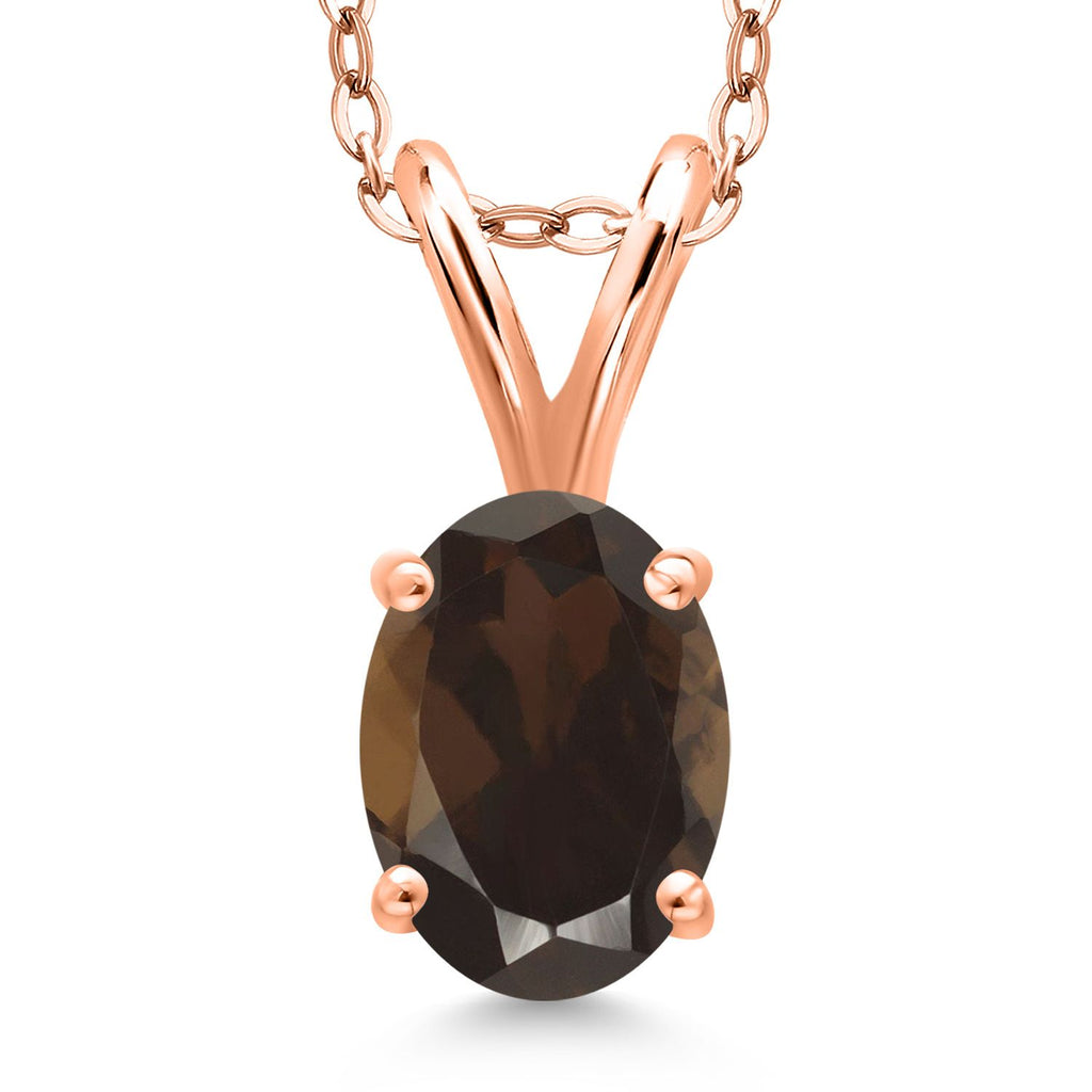 Smoky Quartz_Pendant in 925 Rose Gold Plated Silver