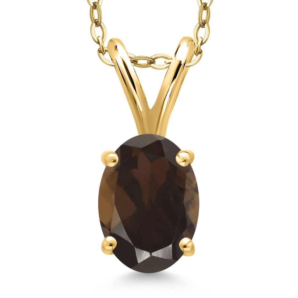 Smoky Quartz_Pendant in 925 Yellow Gold Plated Silver