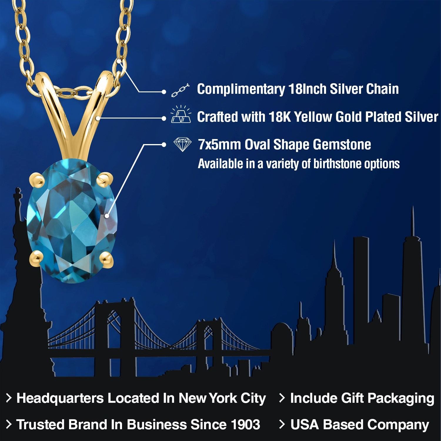 Pendant in 925 Yellow Gold Plated Silver