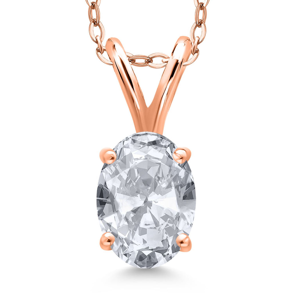 White Topaz - November_Pendant in 925 Rose Gold Plated Silver