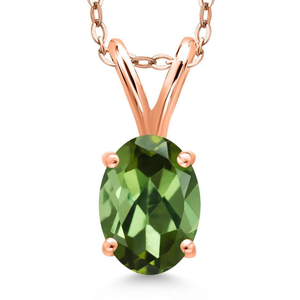 Green Tourmaline - October_Pendant in 925 Rose Gold Plated Silver