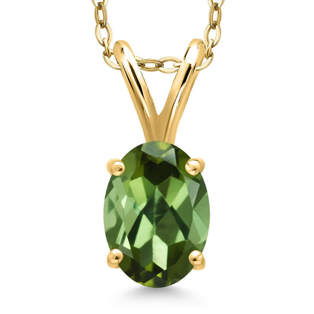 Green Tourmaline - October_Pendant in 925 Yellow Gold Plated Silver