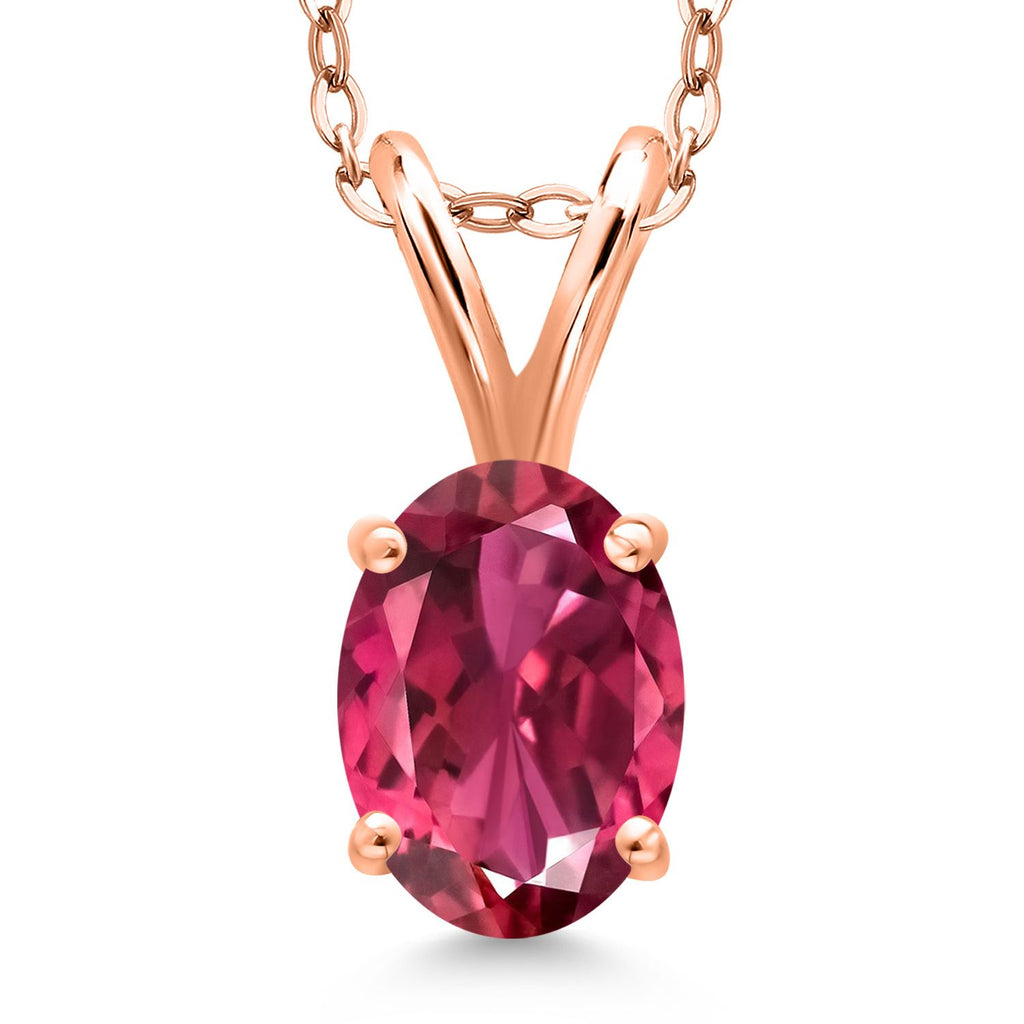Pink Tourmaline - October_Pendant in 925 Rose Gold Plated Silver