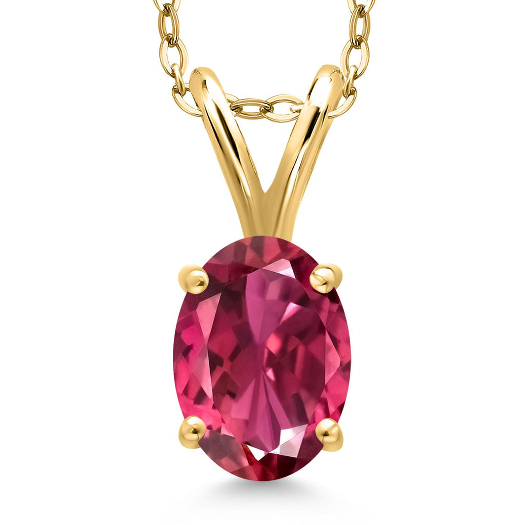 Pink Tourmaline - October_Pendant in 925 Yellow Gold Plated Silver