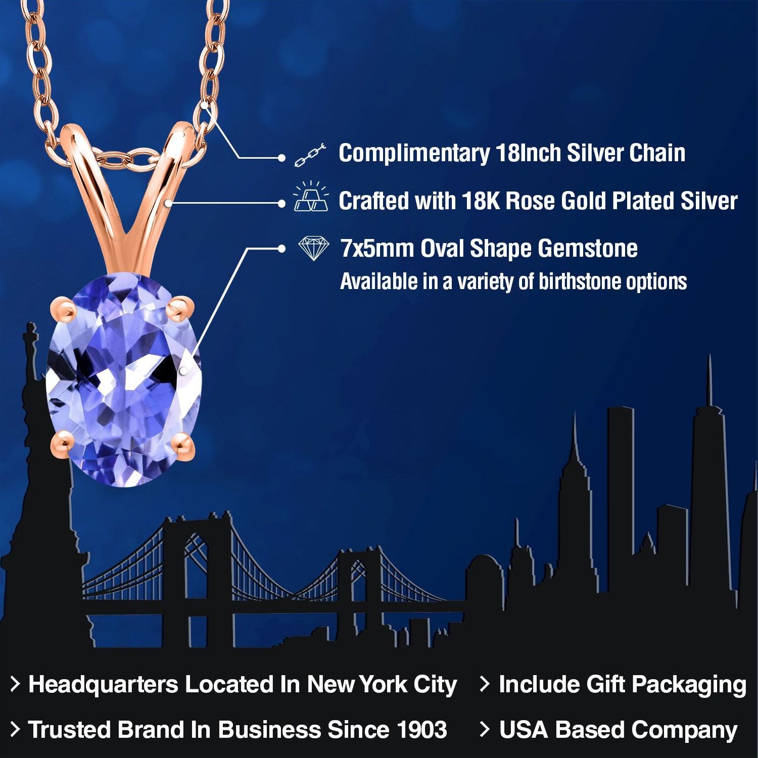 Pendant in 925 Rose Gold Plated Silver