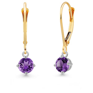 Amethyst - February_Earrings in 14K Two Tone Gold
