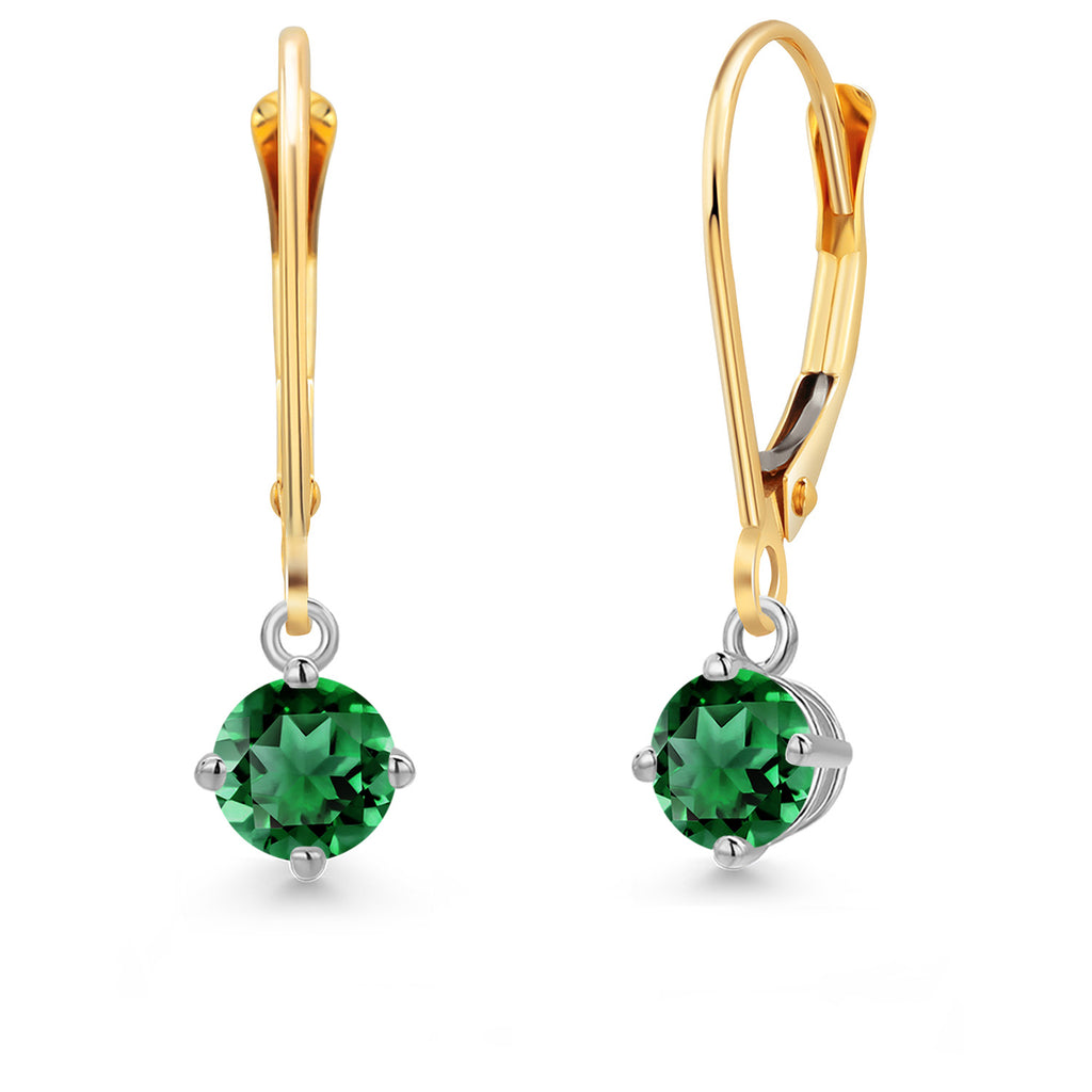 Nano Emerald - May_Earrings in 14K Two Tone Gold