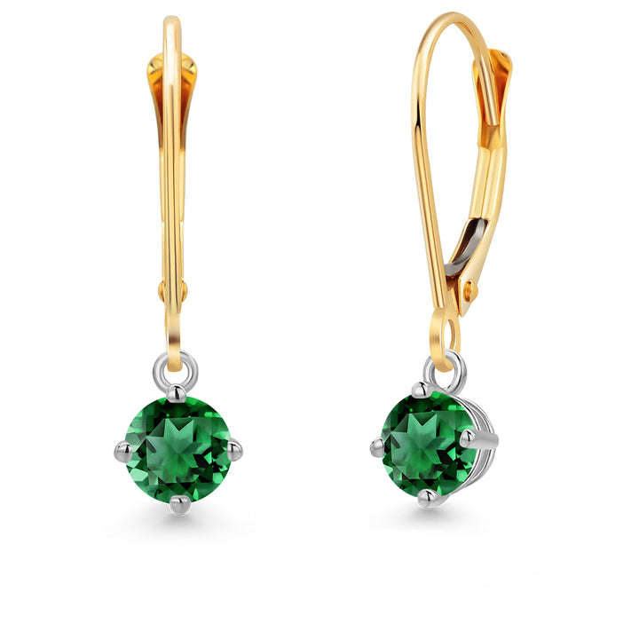 Nano Emerald - May_Earrings in 14K Two Tone Gold
