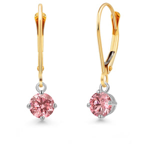 Pink Lab Grown Diamond - April_Earrings in 14K Two Tone Gold