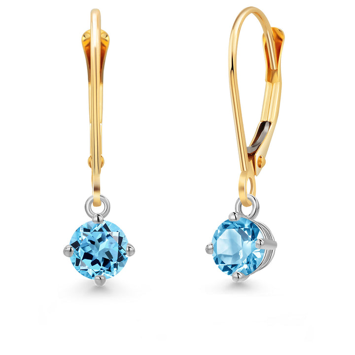 Swiss Blue Topaz - November_Earrings in 14K Two Tone Gold